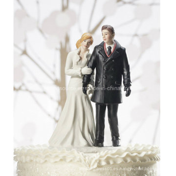 Personalizado de boda de invierno Wonderland Couple Figurine Cake Topper